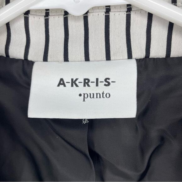 Akris Punto Striped 2 Button Blazer Jacket Size 10 - Picture 2 of 6